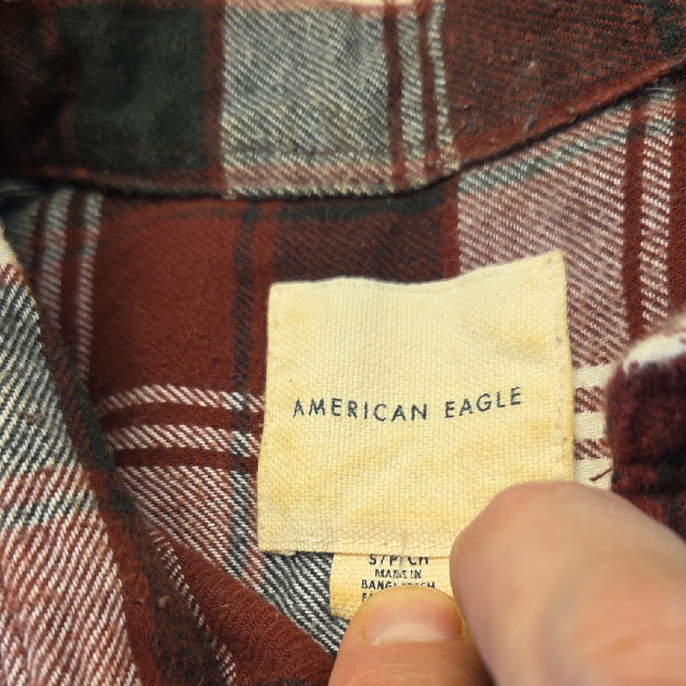 American Eagle Outfitters Flannel Red and White Plaid Shirt